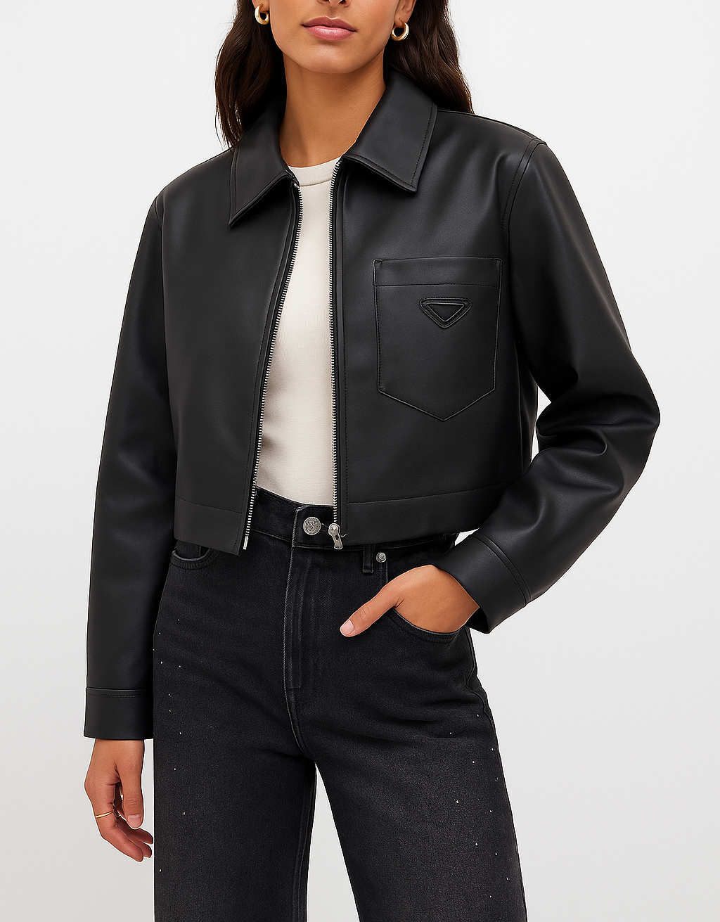 GIACCA CORTA IN ECO-PELLE CON ZIP