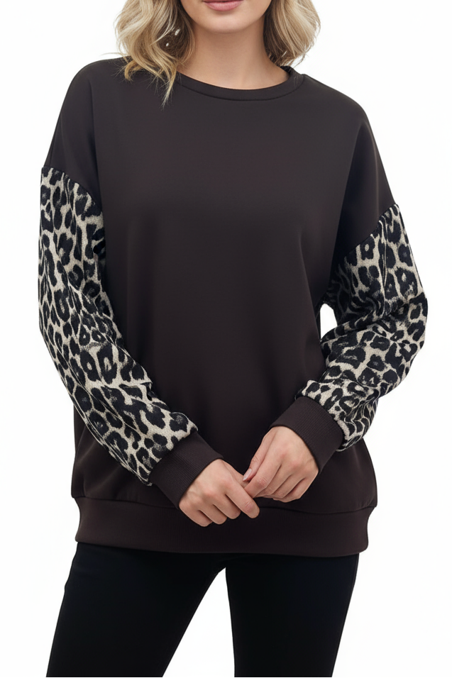 FELPA MANICHE ANIMALIER