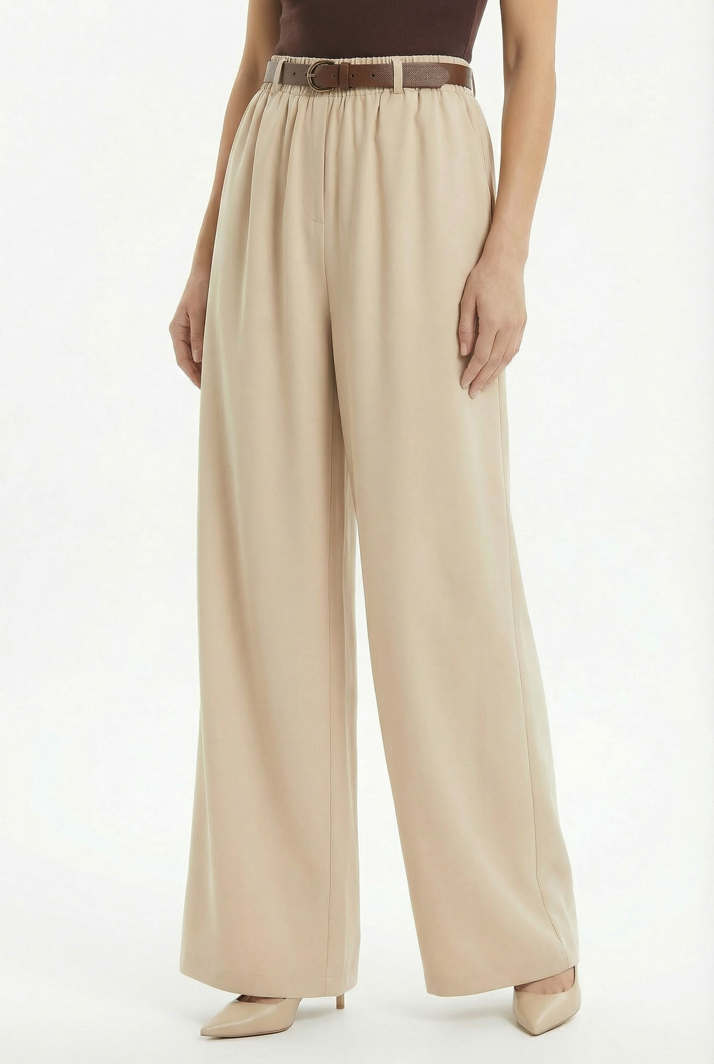 Pantaloni con cintura a gamba larga