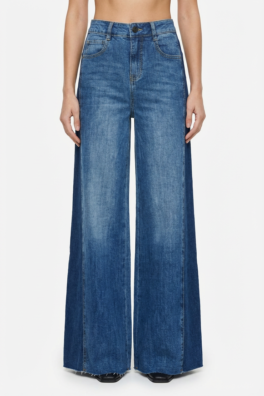 JEANS A PALAZZO BICOLORE