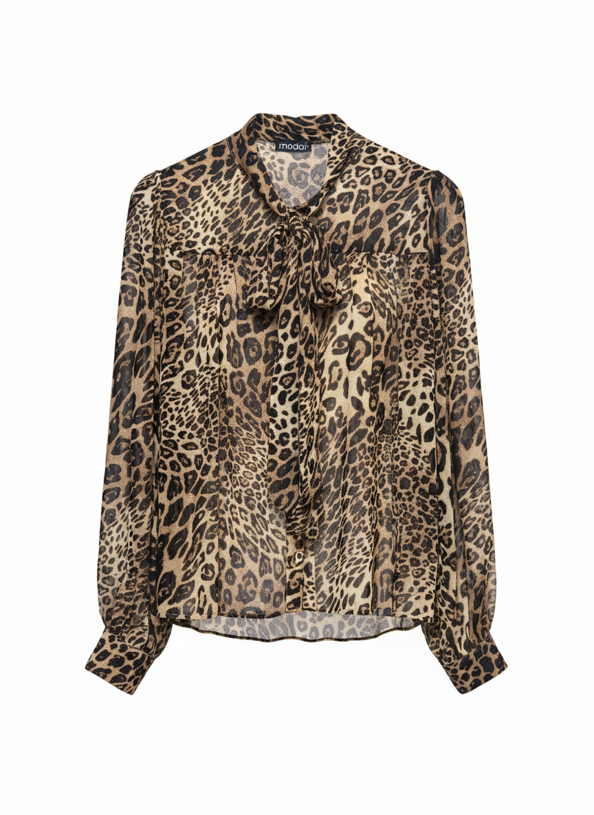 CAMICIA LEOPARD CON FIOCCO