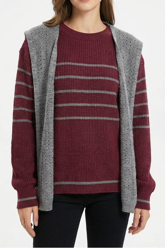 MAGLIONE CON INSERTO CARDIGAN RIMOVIBILE