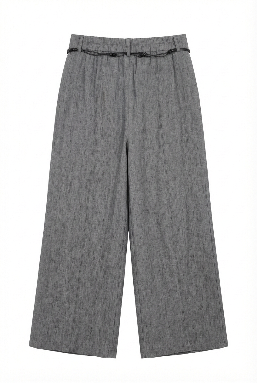 Pantaloni Wide Leg con Cintura Intrecciata