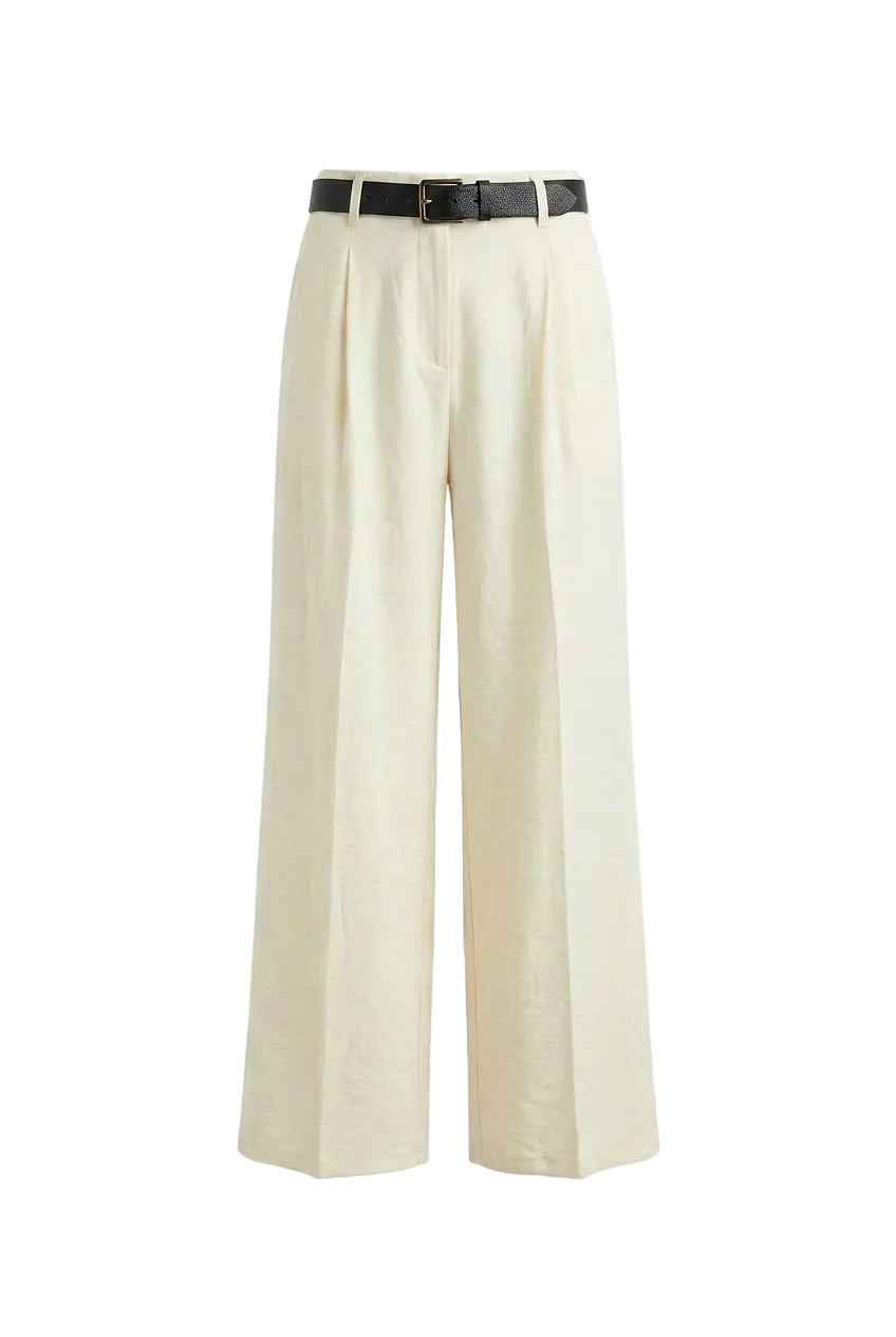 Pantaloni Wide-Leg con Cintura Contrastante