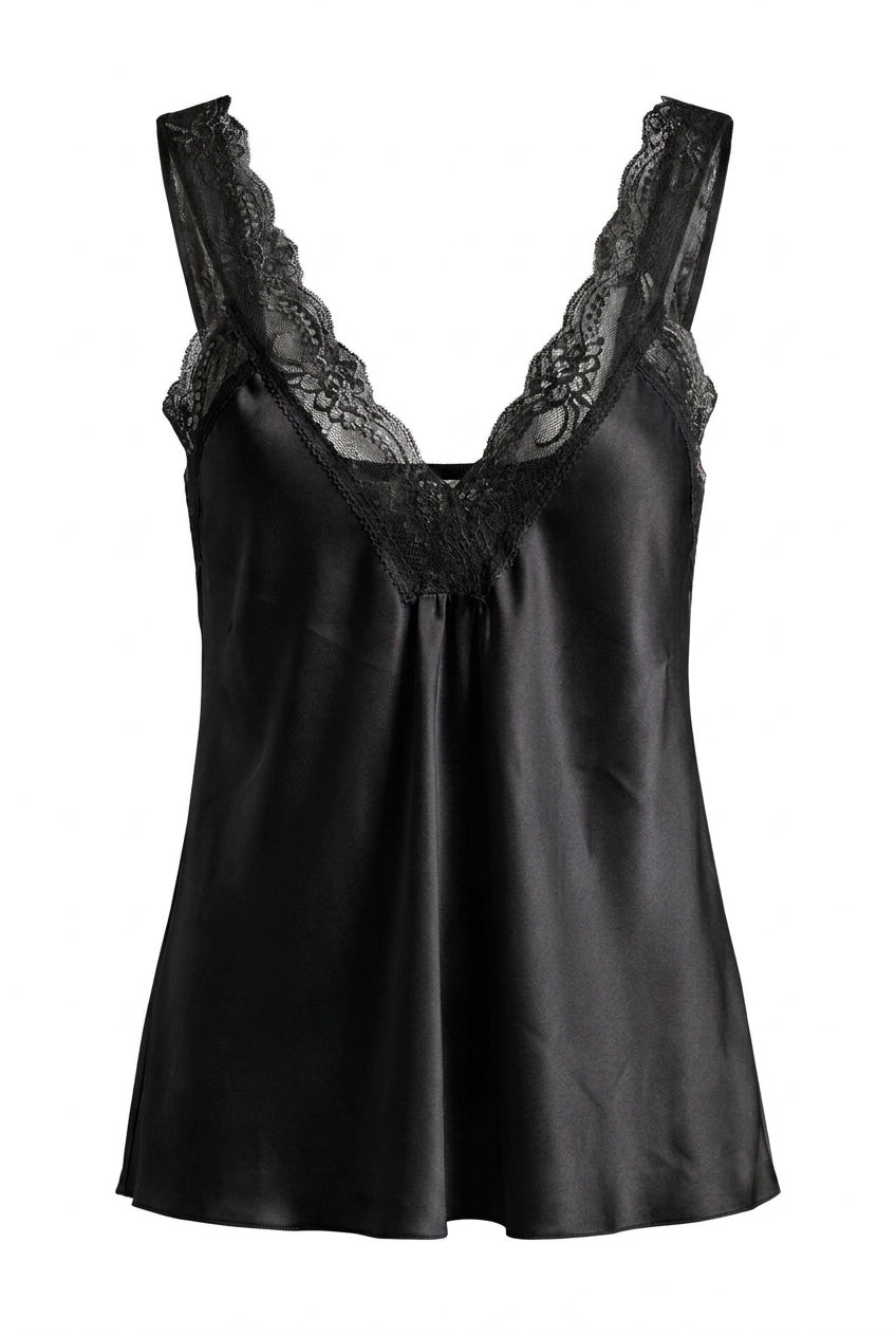 Top Lingerie in Raso con Bordi in Pizzo