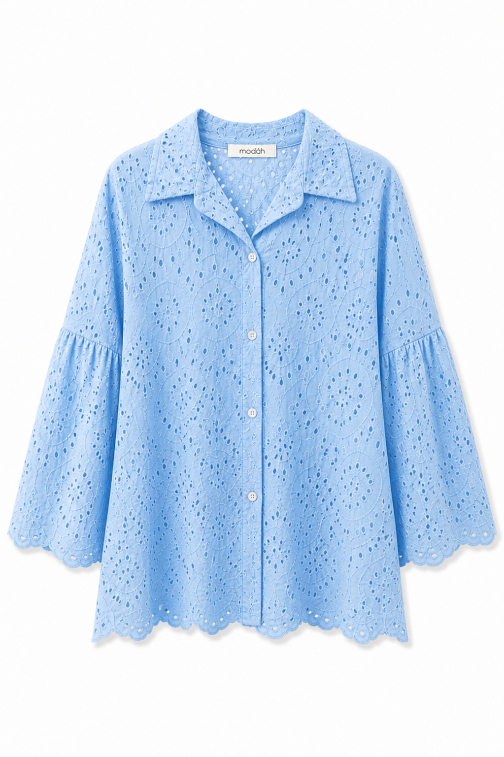 Camicia in Sangallo con Maniche a Campana