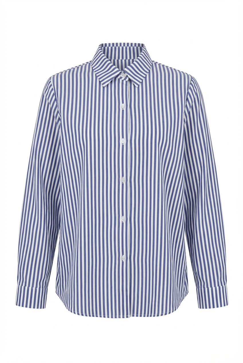 Camicia Regular Fit a Righe Verticali Navy