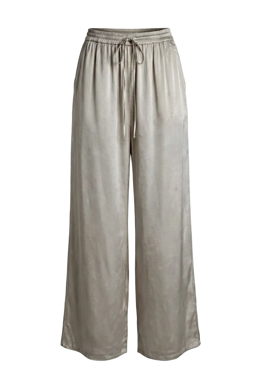 Pantaloni Wide Leg in Satin Fluido