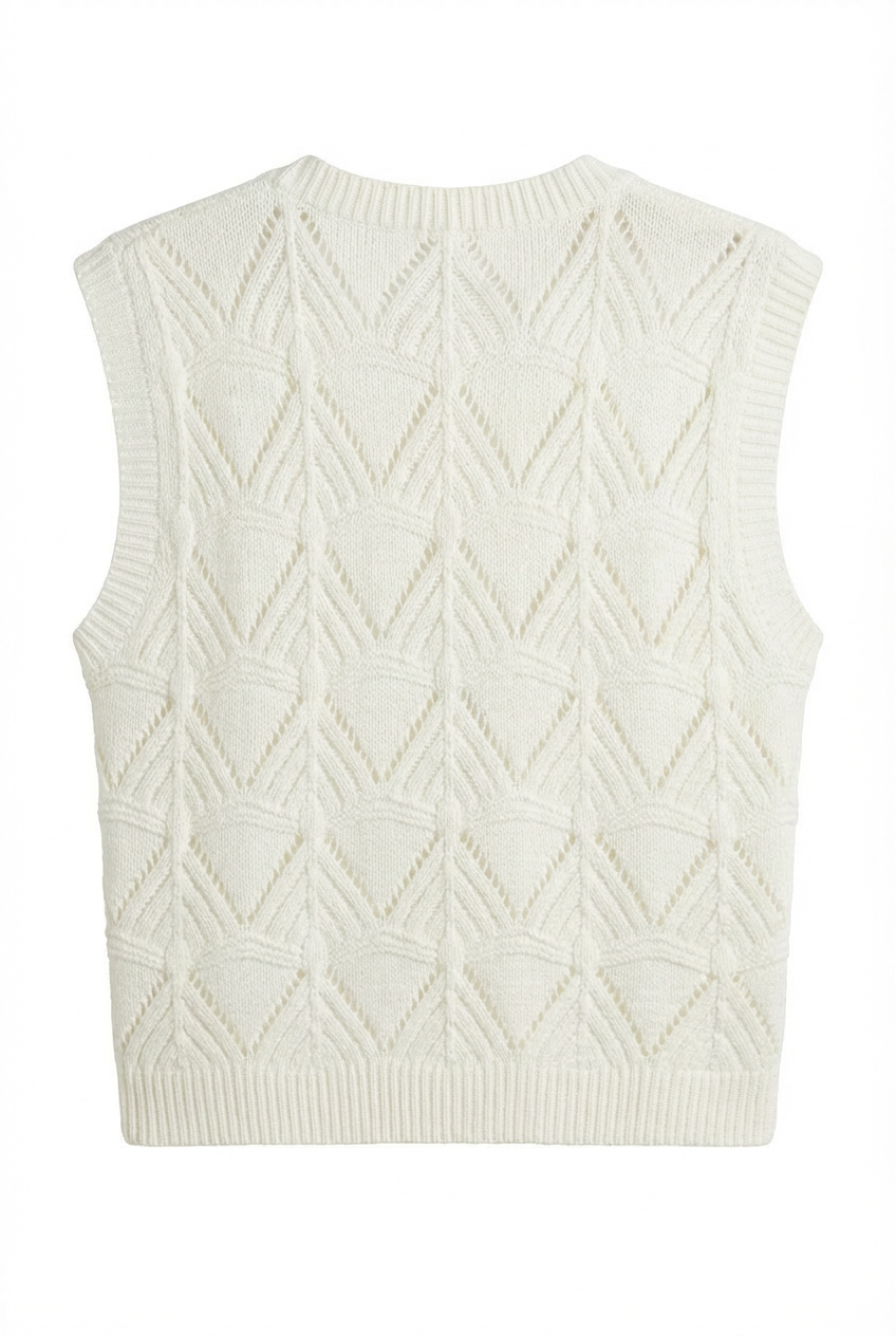 Gilet in Maglia Traforata con Intreccio Lace-up