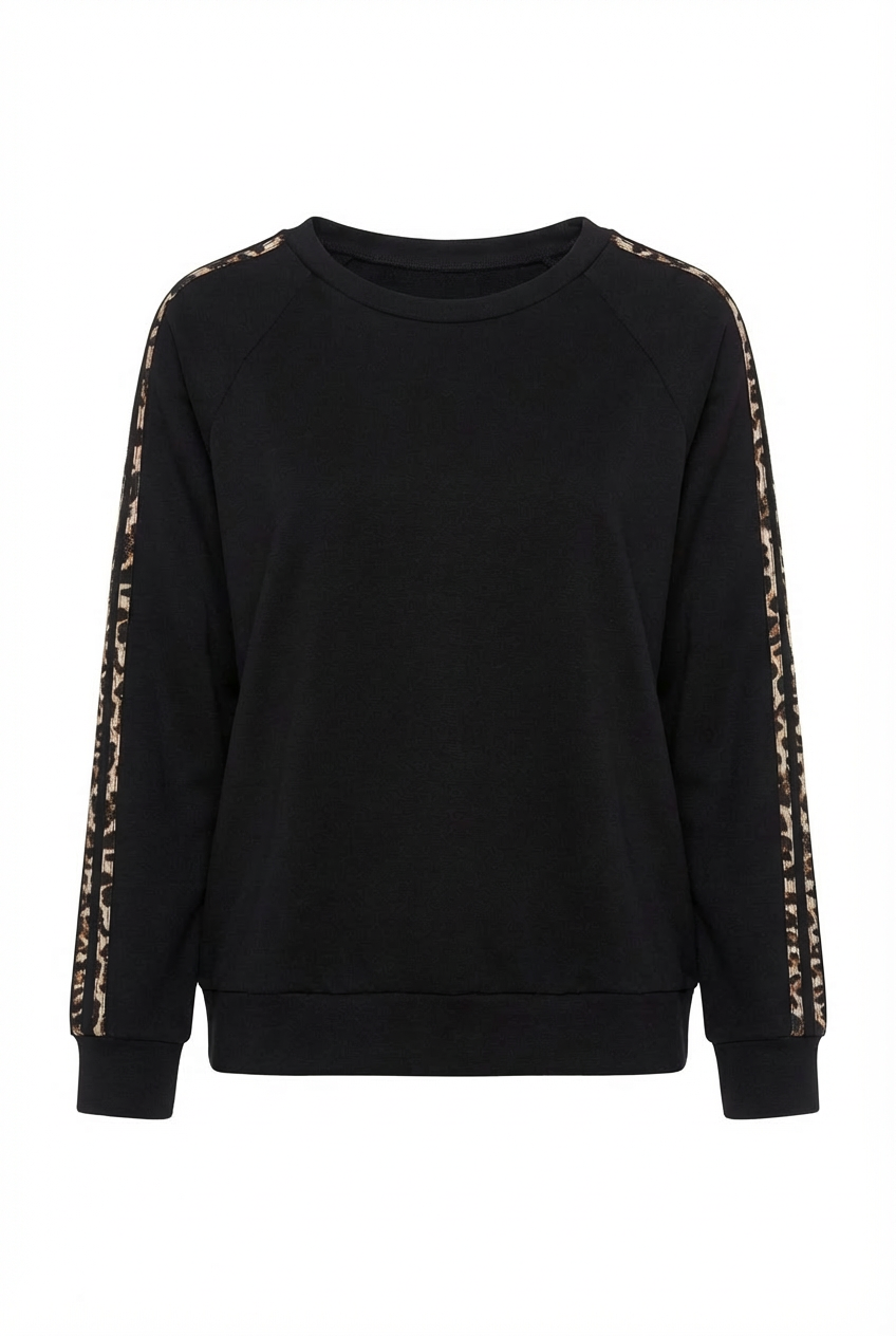Felpa con dettaglio Leopardato