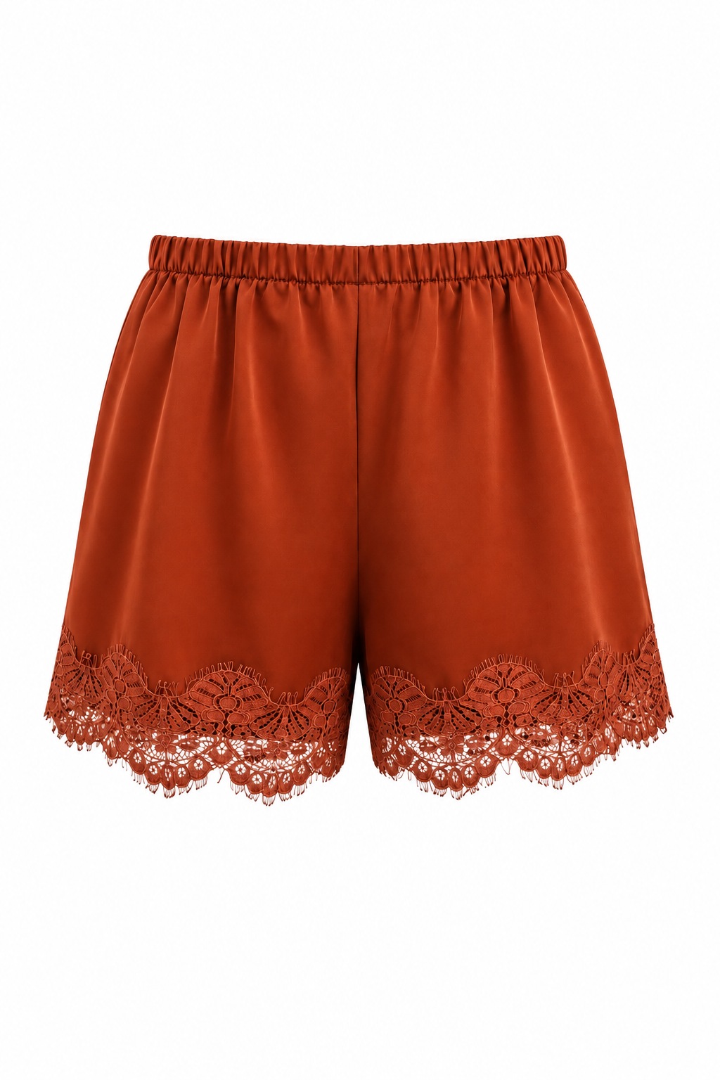Shorts in Raso con Dettaglio in Pizzo Coccio