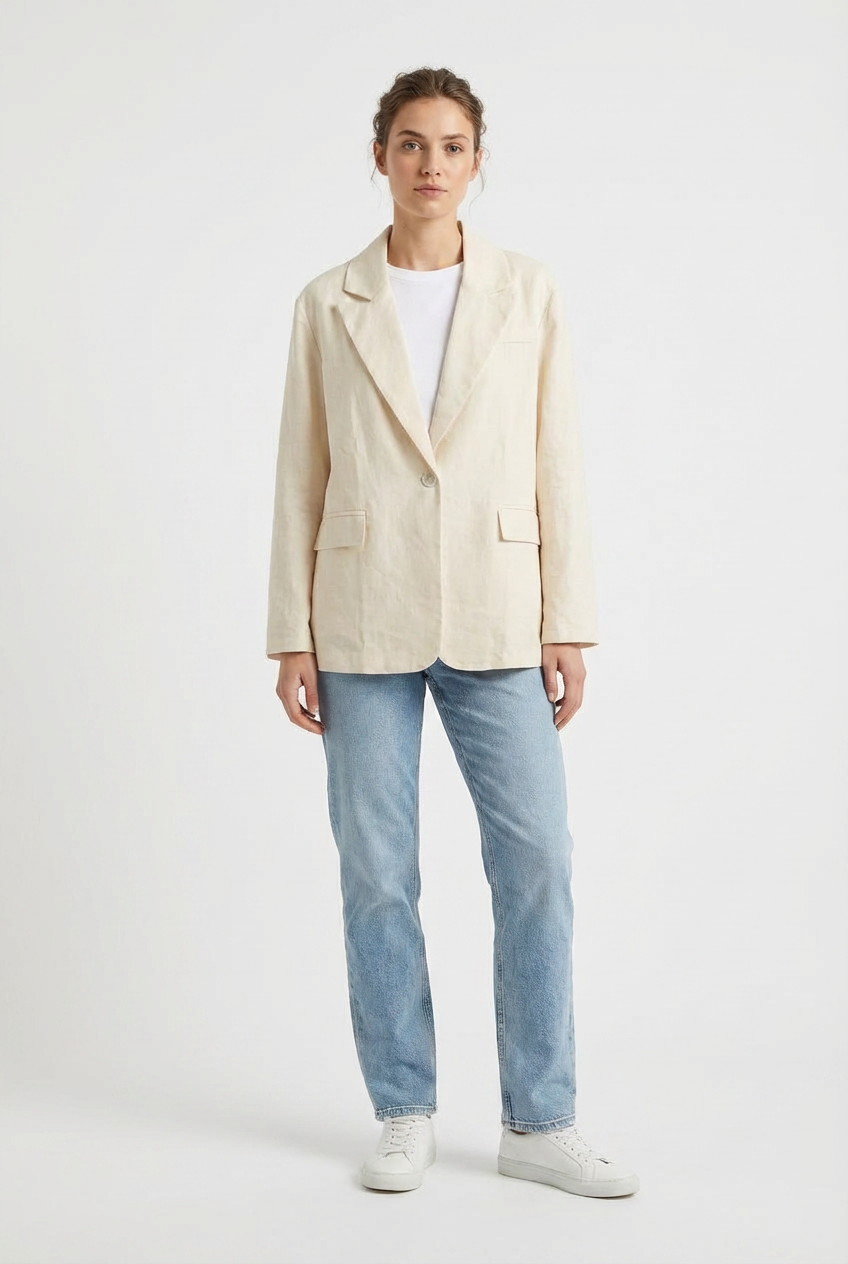 Blazer Monopetto in Misto Lino