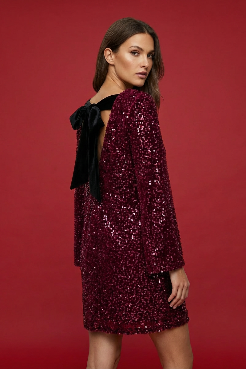 ABITO CON PAILLETTES CON FIOCCO