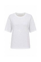 T-Shirt Bianca con Strass e Retro in Pizzo