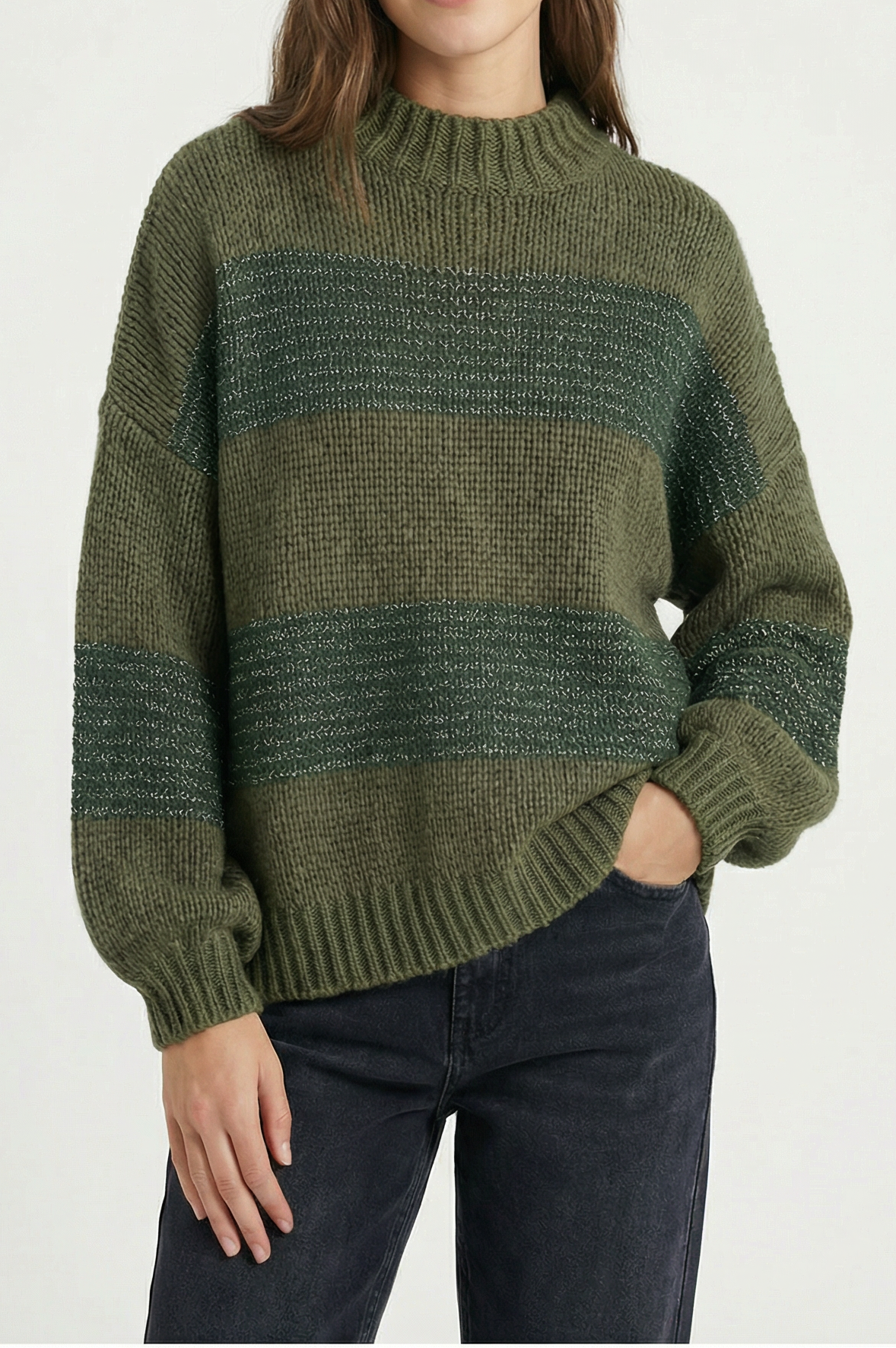 Maglione girocollo a righe