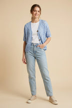 Cardigan Traforato a Maniche Corte