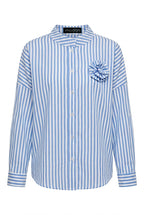 Camicia a Righe con Dettaglio Floreale 3D