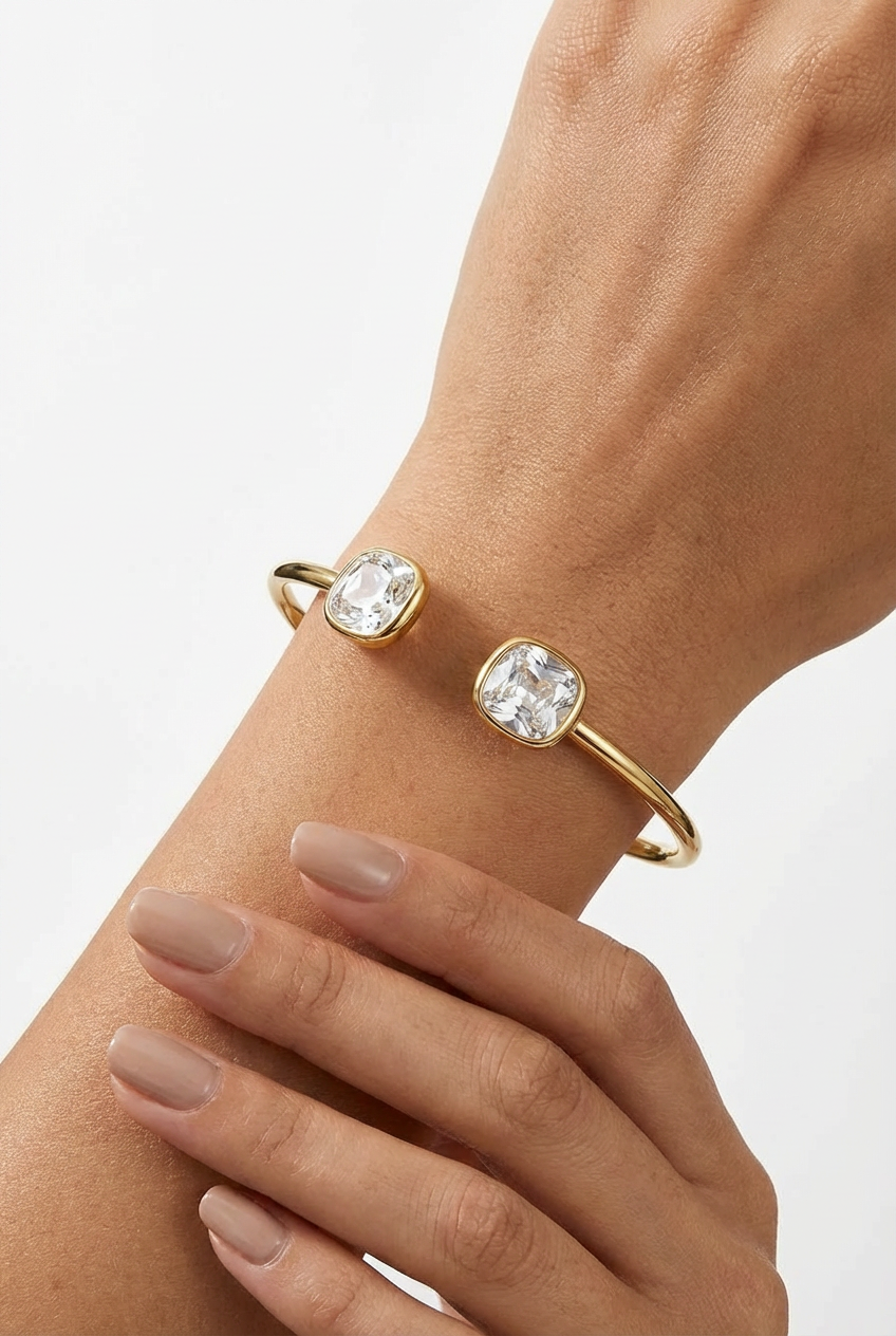 Bracciale Bangle con Doppi Cristalli