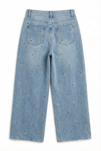 Jeans Larghi con Ape Ricamati