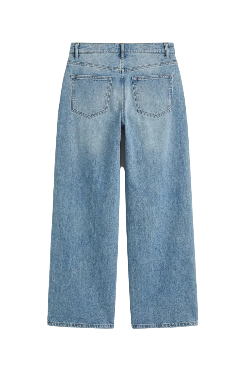 Jeans Wide Leg con Chiusura Incrociata