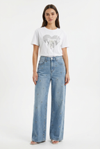 Jeans Larghi con Ape Ricamati