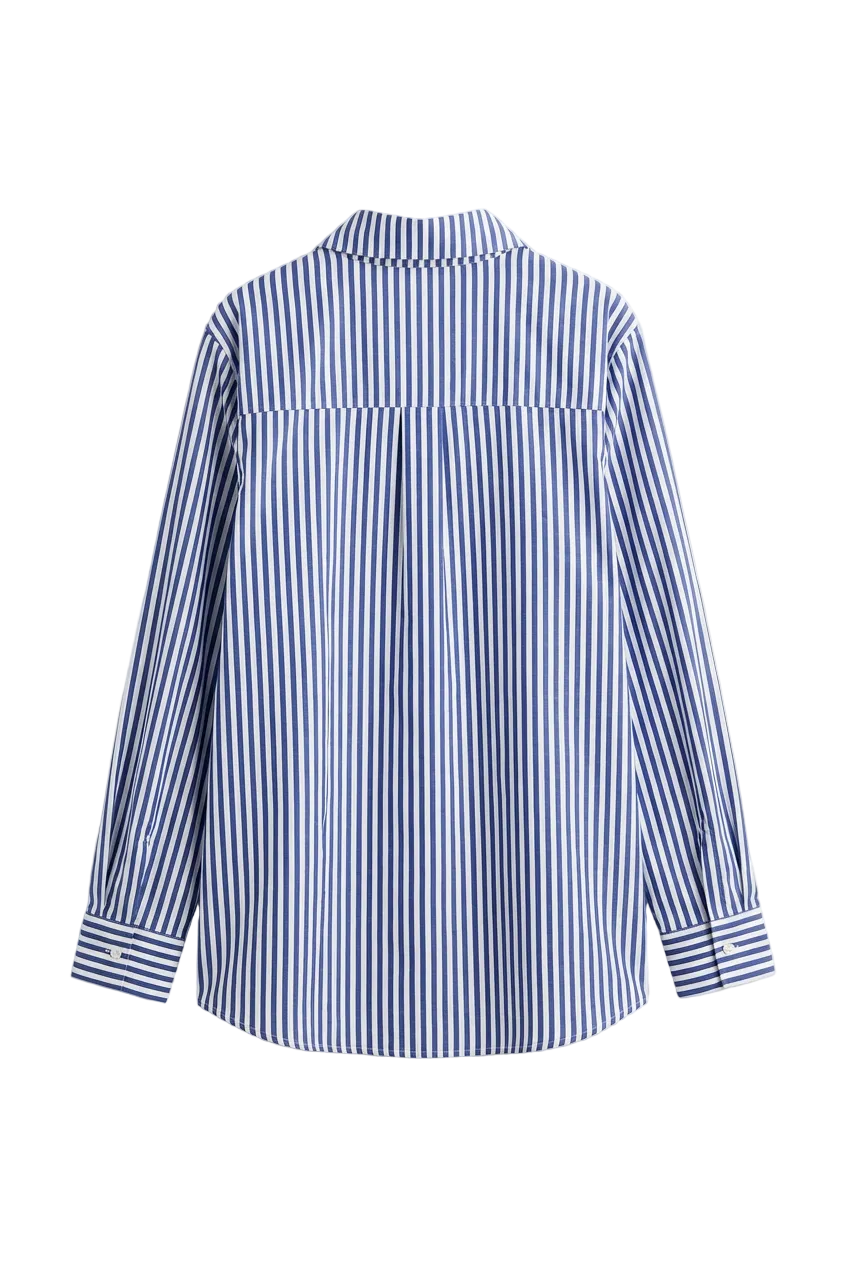 Camicia Regular Fit a Righe Verticali Navy