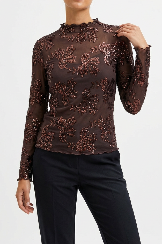 MAGLIA RICAMATA CON PAILLETTES