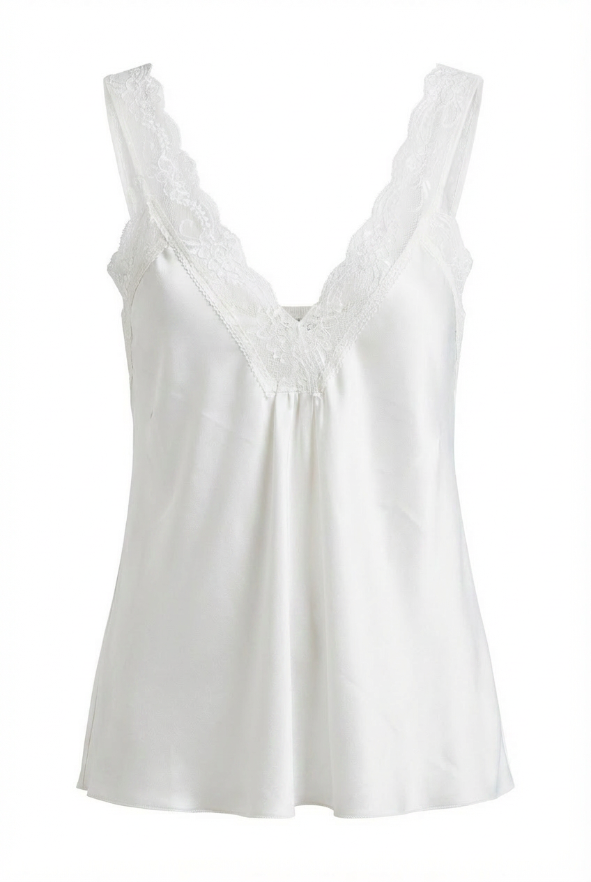Top Lingerie in Raso con Bordi in Pizzo