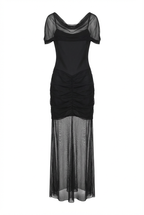 Abito in Tulle Drappeggiato con Spalle Velate