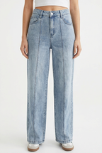 Jeans Wide Leg con Cucitura Frontale