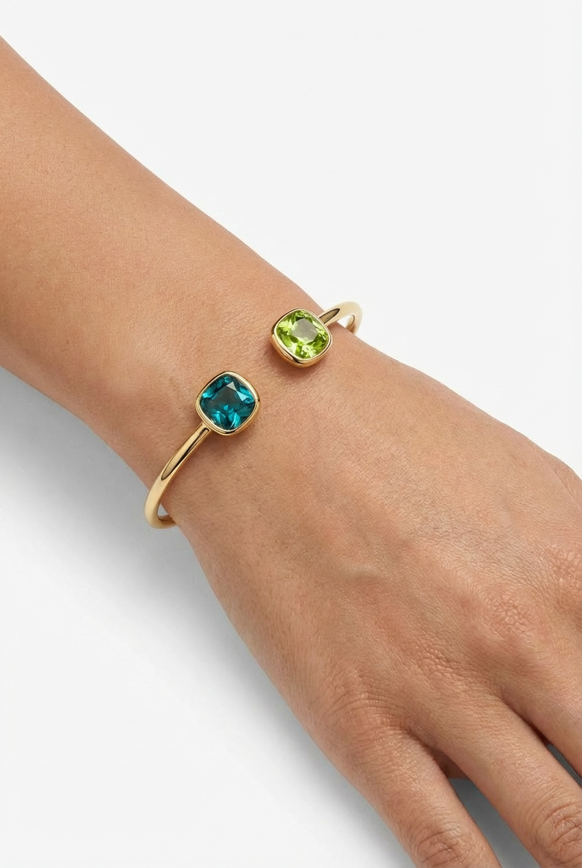 Bracciale Bangle con Doppi Cristalli