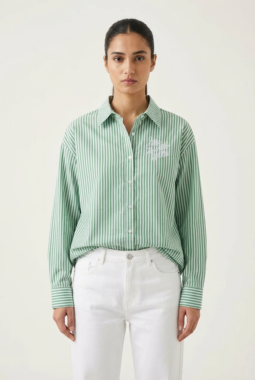 Camicia a Righe con Stampa
