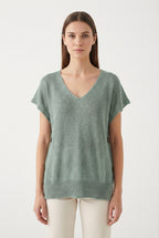 Top in Maglia Leggera con Scollo a V