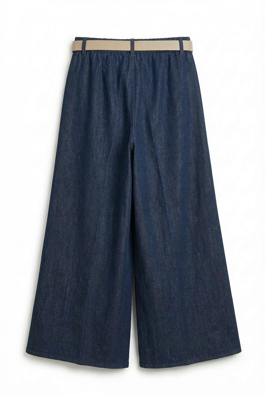 Jeans Larghi in Denim con Cintura