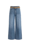 Jeans Wide Leg a Vita Alta con Cintura