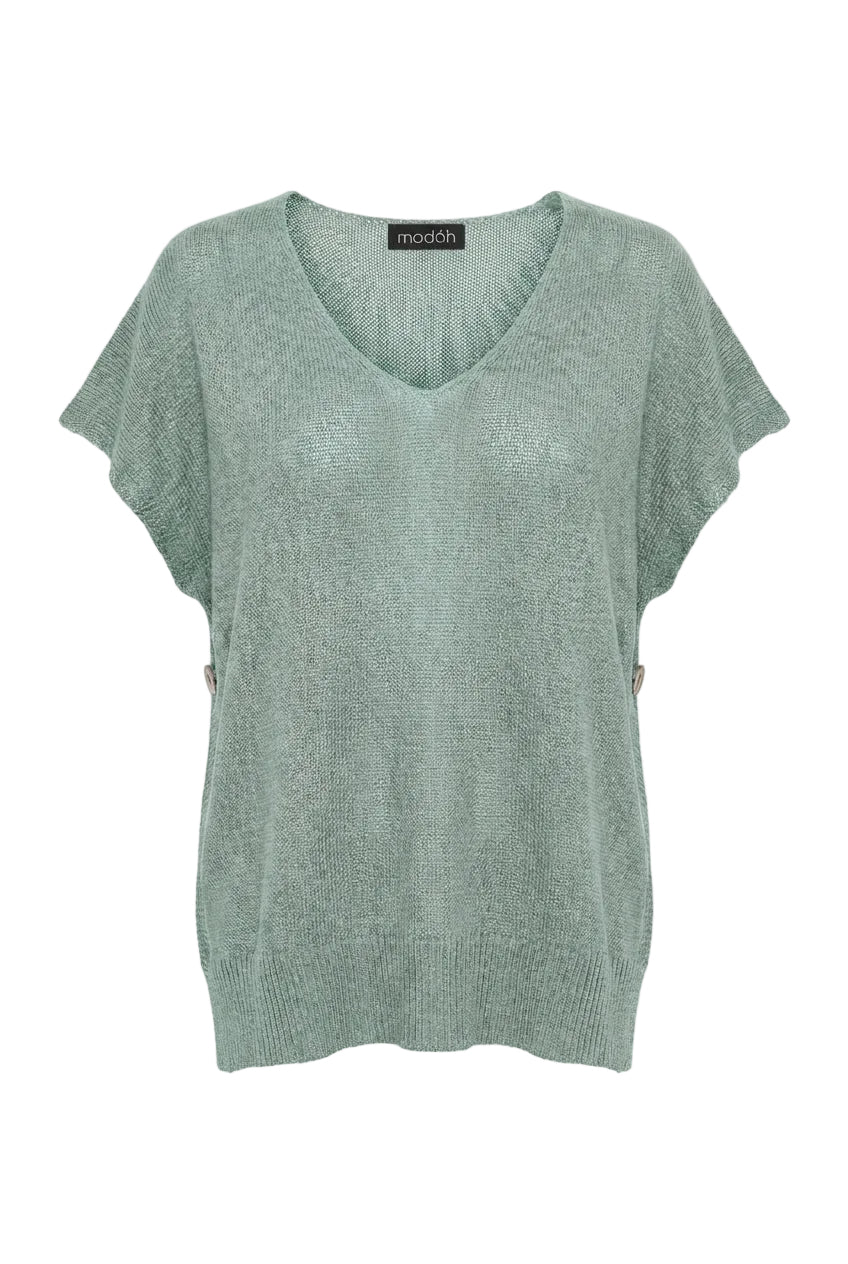 Top in Maglia Leggera con Scollo a V