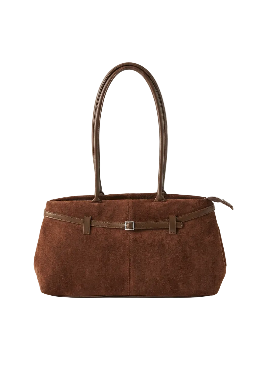 Borsa a spalla East-West in Suede