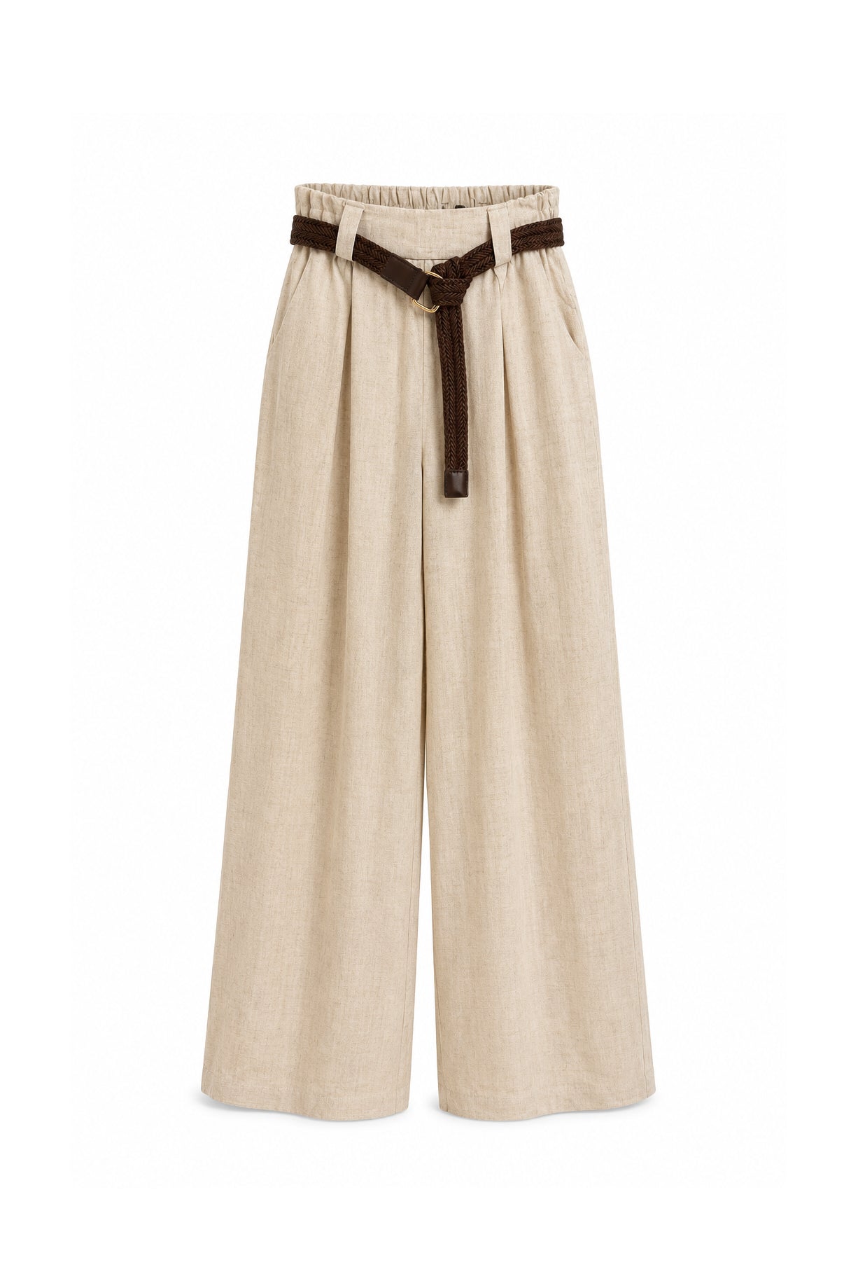 Pantalone a Palazzo misto lino con cintura