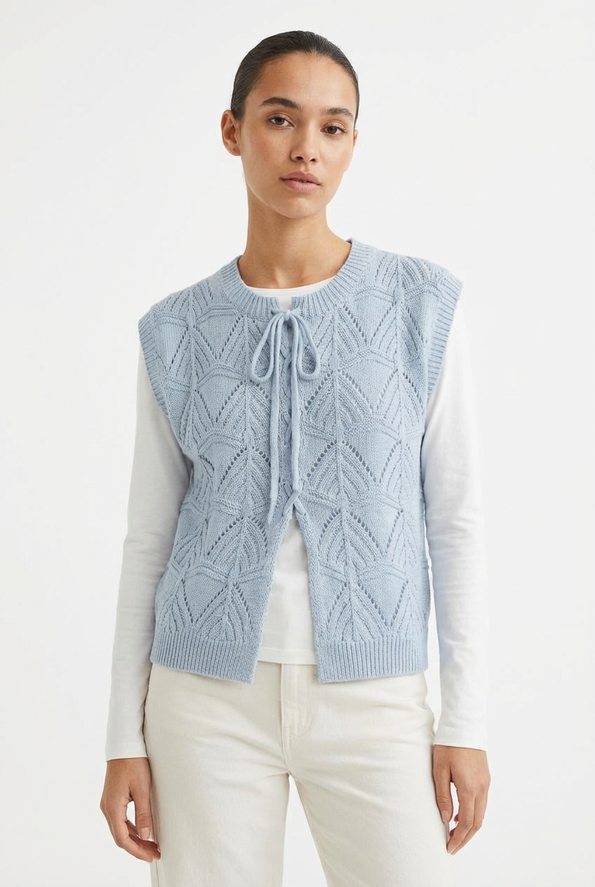 Gilet in Maglia Traforata con Intreccio Lace-up