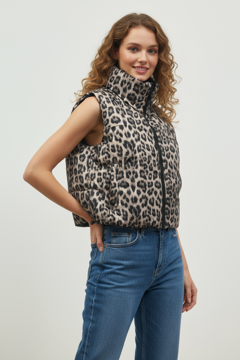 GILET IMBOTTITO DOUBLE FACE ANIMALIER