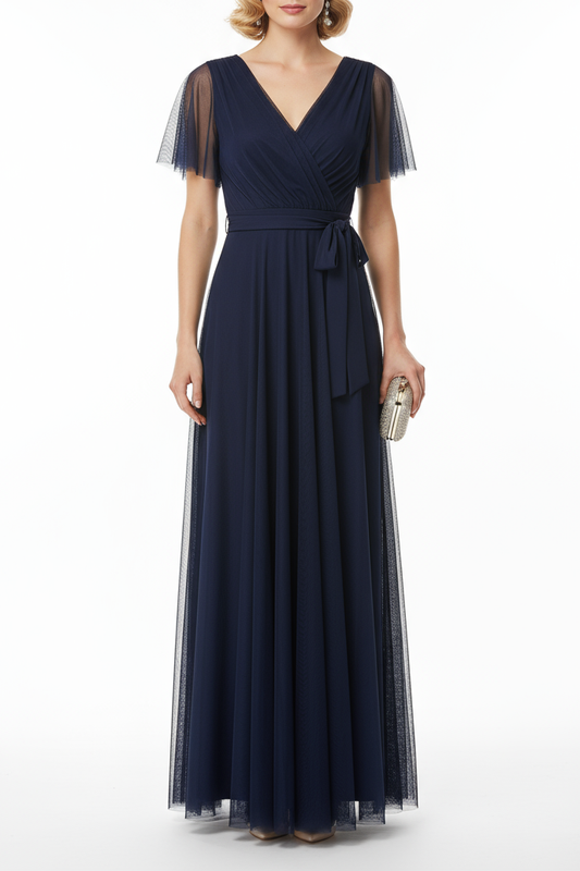 ABITO TULLE MANICHE CORTE