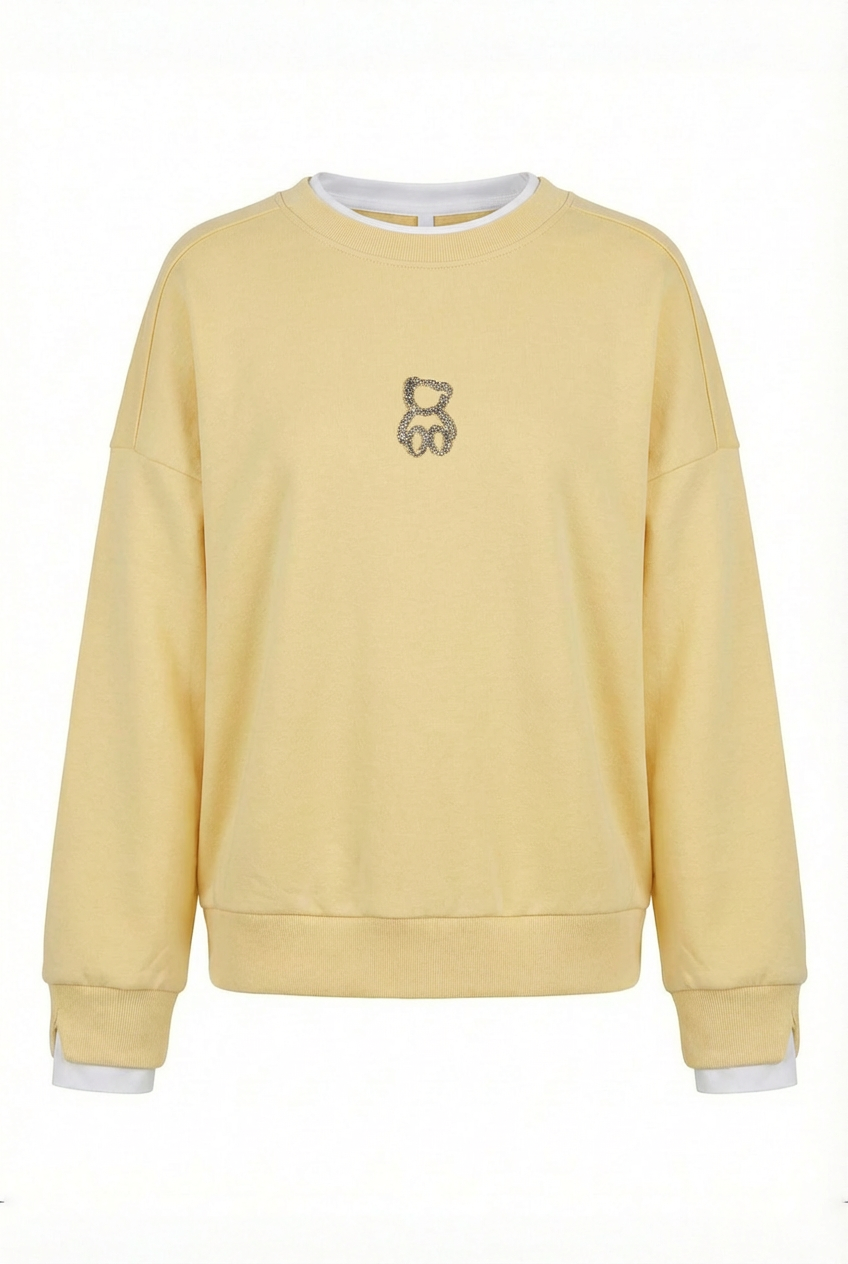 Felpa Girocollo con Dettaglio Orsetto