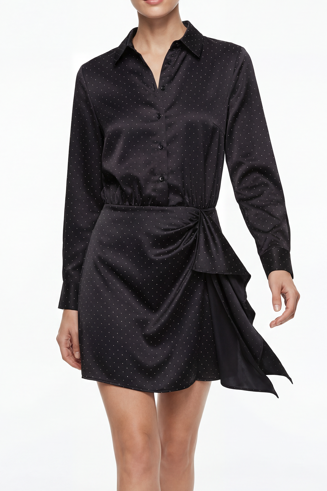 MINI ABITO SATIN CON STRASS E VOLANT