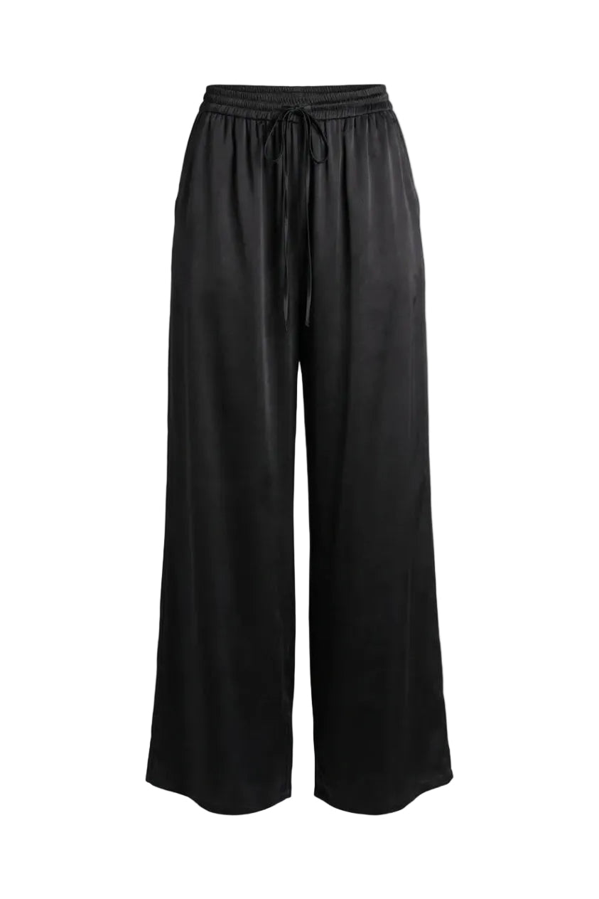 Pantaloni Wide Leg in Satin Fluido