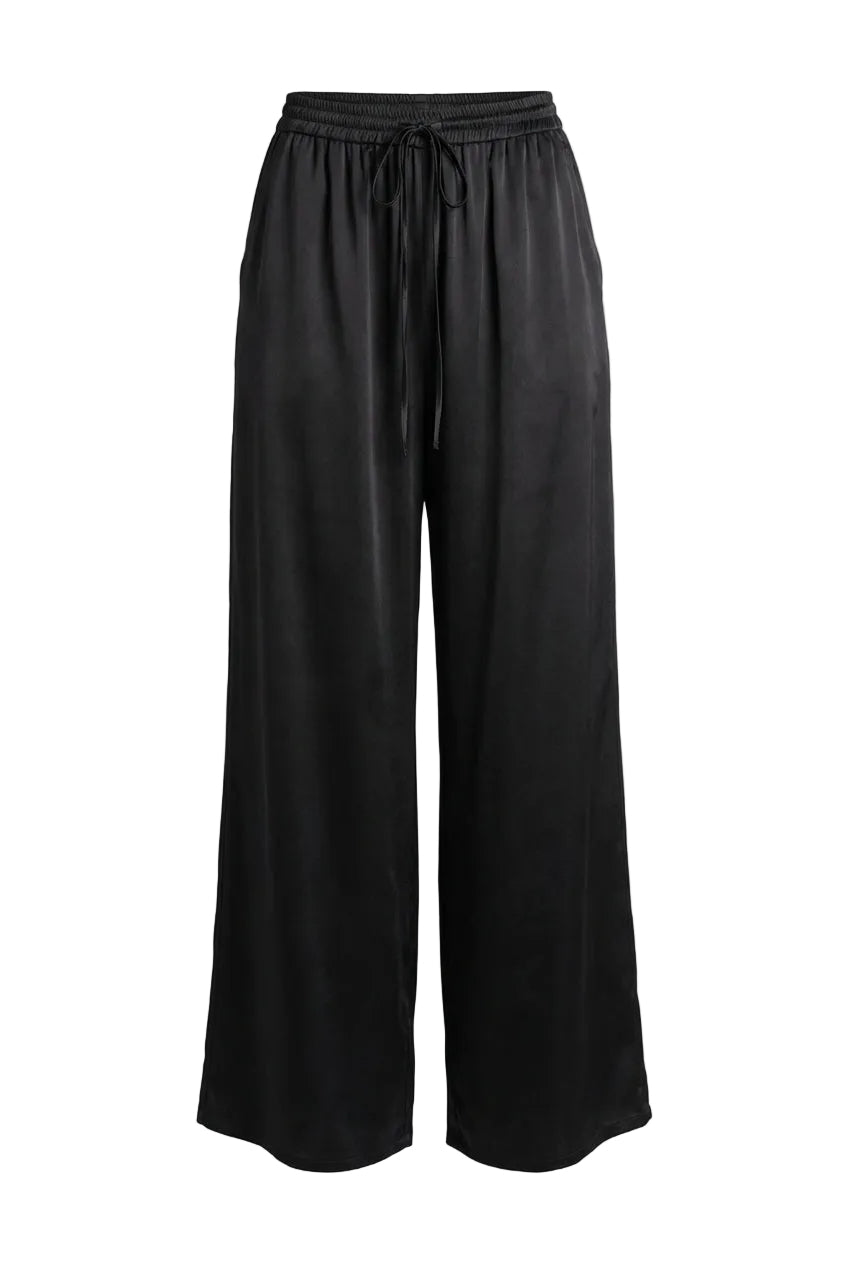 Pantaloni Wide Leg in Satin Fluido