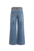 Jeans Wide Leg a Vita Alta con Cintura