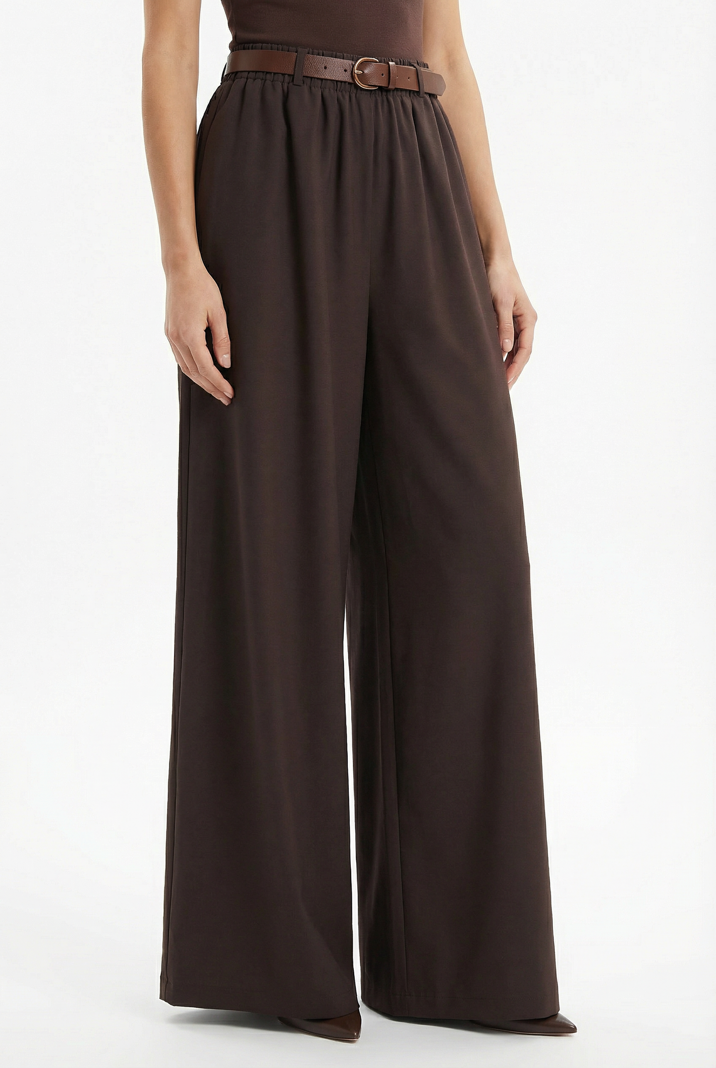 Pantaloni con cintura a gamba larga