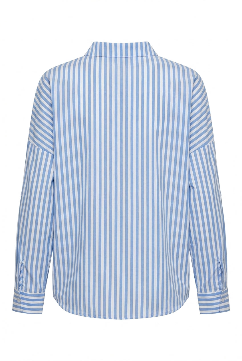 Camicia a Righe con Dettaglio Floreale 3D