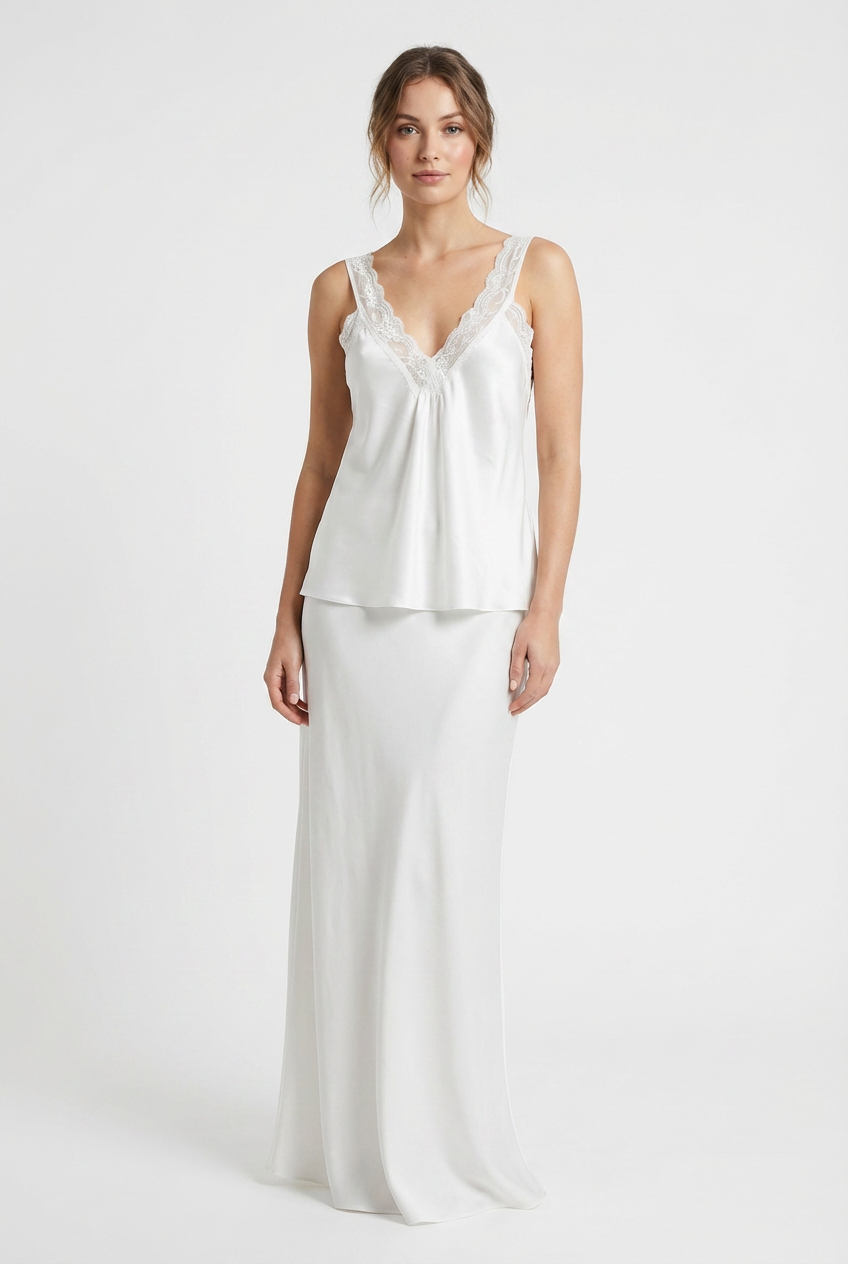 Top Lingerie in Raso con Bordi in Pizzo