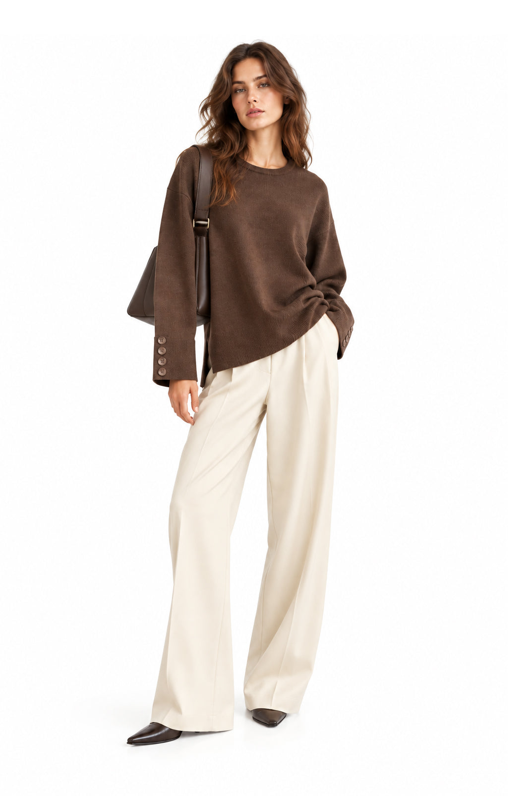Maglione Pullover a maniche lunghe con bottoni